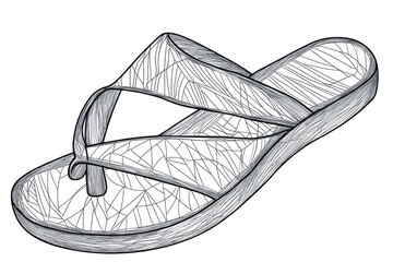 A simple drawing of two flip flops in a minimalist black and white design