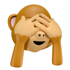 Canvas Print - See No Evil Monkey Emoji in 3D Render with transparent background