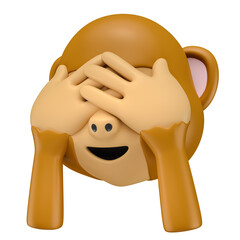 Canvas Print - See No Evil Monkey Emoji in 3D Render with transparent background