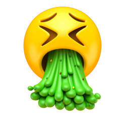 Canvas Print - Vomiting Emoji with Green Spew in 3D Render with transparent background