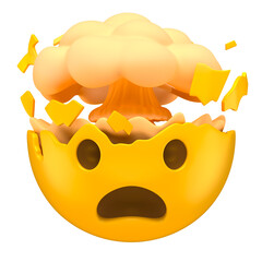 Canvas Print - Mind Blown Emoji with Exploding Head in 3D Renderwith transparent background
