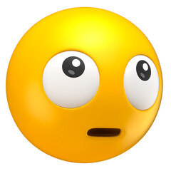 Canvas Print - Wide-Eyed Surprised Emoji in 3D Render with transparent background