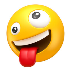 Canvas Print - Playful Tongue-Out Emoji in 3D Render with transparent background