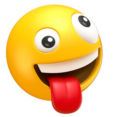 Canvas Print - Playful Tongue-Out Emoji in 3D Render with transparent background