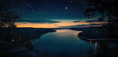 Wall Mural - Ozarks Lake at Night created with Generative AI Technology, ai, generative
