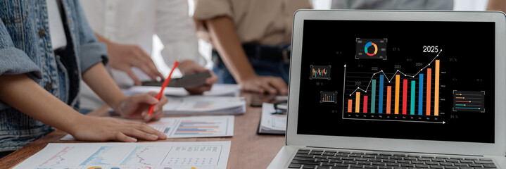 Leinwandbilder - Business data dashboard provide business intelligence analytic for marketing strategy planning brisk with big data set to analyze customer demands and foreseeing business future