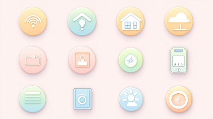 Pastel Smart Home App Icons on Pink Background