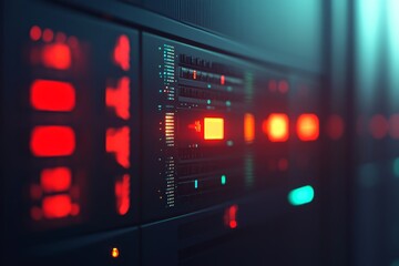 Leinwandbilder - Detailed close-up captures vital components of a network time protocol server, showcasing its role in global internet timekeeping against a digital backdrop