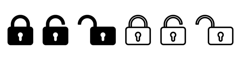 Lock icons set. Padlock symbol collection. Security symbol. Lock open and lock closed icon