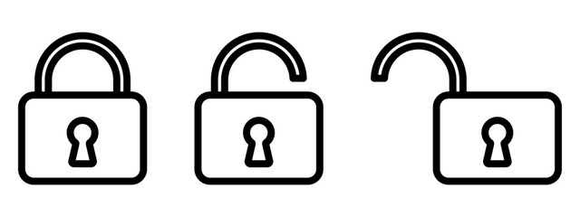Lock icons set. Padlock symbol collection. Security symbol. Lock open and lock closed icon