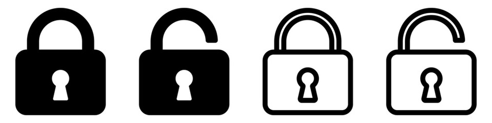 Lock icons set. Padlock symbol collection. Security symbol. Lock open and lock closed icon