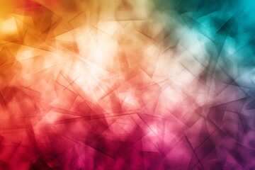 Poster - Vibrant geometric shapes and intersecting lines create a striking abstract pattern, flowing smoothly in bright colors with space for additional text on the right