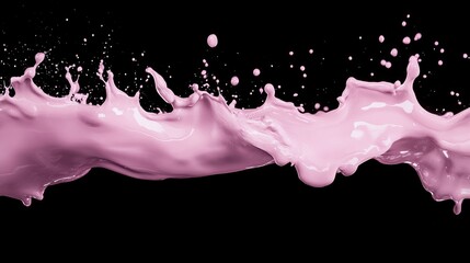 Poster - Neon paint splashes collide mid-air, suspended in dynamic motion against a stark black background, showcasing vibrant colors and texture with available space