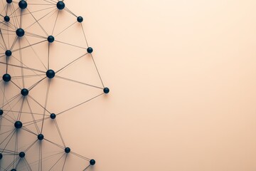 Leinwandbilder - Interconnected geometric shapes in metallic gray create a modern composition on a textured white background, providing space for digital science themes