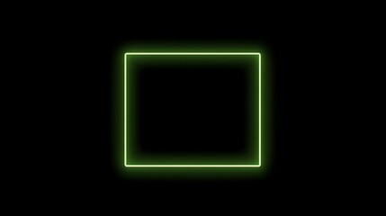 Wall Mural - green neon square, dark background, design element