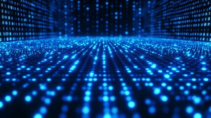 Binary code background with glowing numbers and symbols, potential usecase for tech and cybersecurity concepts