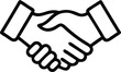 © Graphic Ark - Business Handshake Icon - Black and White Line Art Symbol of Partnership, Agreement, Trust, and Collaboration