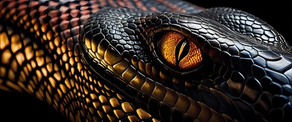 Wall Mural - An elegant close up of a unique snakeskin revealing intricate patterns and colors