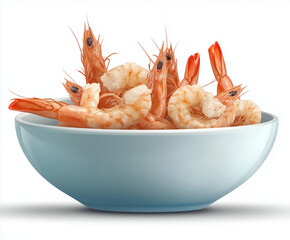 Wall Mural -  fresh, cooked shrimp with their shells on, arranged on a clean white surface.