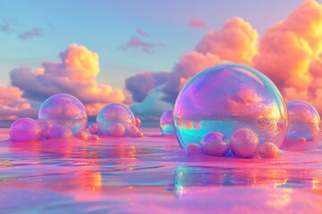 Concept of a Web Design Bubble: Modern UI Elements with Colorful Abstract Shapes