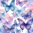 © MHC_Design - seamless hand drawn pattern of delicate butterflies on white background. Beautiful pastel creatures wallpaper design