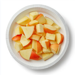 Canvas Print - Plate of Fruit Salad, Paper Plate, top view, stock photo, isolated on white, food setting