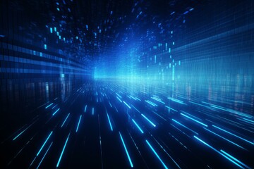 Wall Mural - streaks of light flowing through cyberspace tunnel, symbolizing data transfer and technological adva