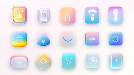 Colorful Smart Home App Icons on White Background