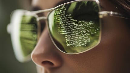 Coding glasses reflecting code