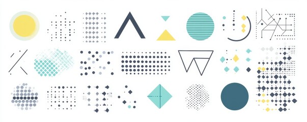 Wall Mural - Set of many modern geometric shapes. Trendy Memphis graphic elements. Excellent template for your project, advertising, banners, posters, and t-shirts