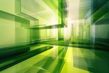 Wall Mural - close up horizontal abstract illustration of glowing transparent geometric green background