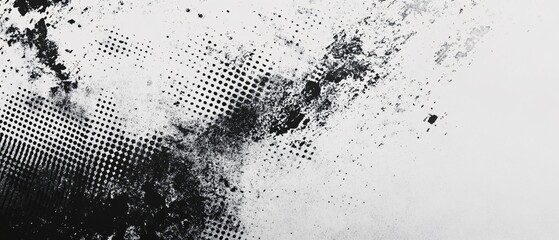 Wall Mural - Abstract Black Ink Splashes and Dots on White Background