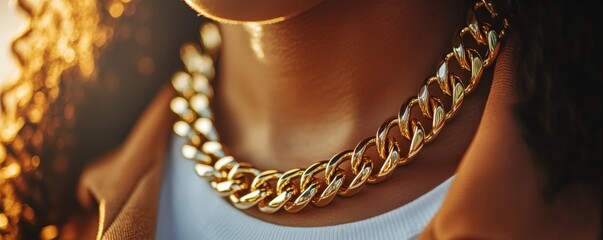 Sticker - Gold chain accentuating skin tone in a close up display of fashion and style