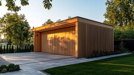 Wall Mural - Stylish wooden garage