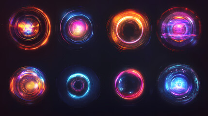 Wall Mural - Set of portal isolated on transparent background - generative ai. Portal & Dimensional Effects. Illustration