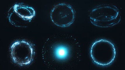 Wall Mural - Set of portal isolated on transparent background - generative ai. Portal & Dimensional Effects. Illustration