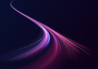 Leinwandbilder - Low-poly construction of fine lines. Abstract long exposure dynamic speed light trails background. Bright glowing line of new technologies on dark background in neon colors.	