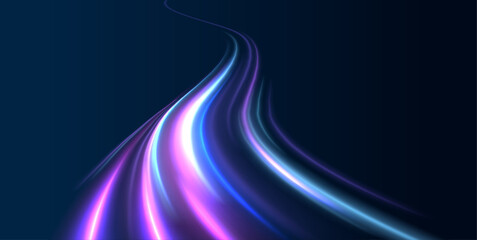 Aufkleber - Neon color glowing lines background, high-speed light trails effect. Modern abstract high-speed light motion effect on black background. Light motion effect, slow shutter of traffic.	

