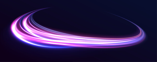 Wall Mural - night motorway with light effects in neon colors purple, blue and red. abstract futuristic backgroun