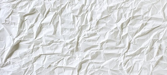 Wall Mural - Crumpled white paper provides a textured background, showcasing an intricate wrinkled effect ideal for design projects needing a touch of imperfection or age