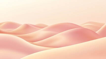 Wall Mural - Soft, undulating hills in shades of pink and peach create a tranquil and minimalist landscape, evoking a sense of calm and serenity under a warm, hazy sky