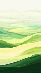 Wall Mural - Green rolling hills create a serene and peaceful landscape painting, perfect for backgrounds and nature-inspired designs, evoking a sense of tranquility and freshness