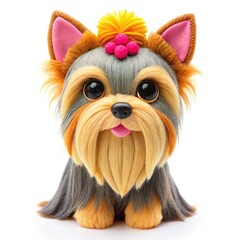 Wall Mural - Colorful Felt Yorkshire Terrier in Vibrant Design. Generative AI