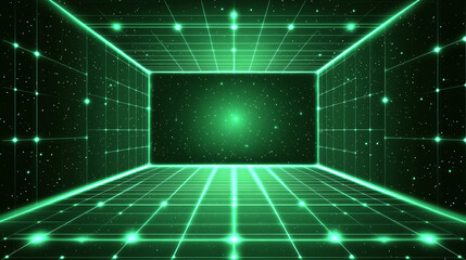 Wall Mural - a green matrix with a modern blurred effect, symbolizing chaos, uncertainty, and potential. the empt