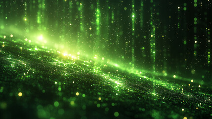 Wall Mural - a green matrix with a modern blurred effect, symbolizing chaos, uncertainty, and potential. the empt