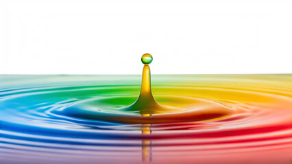 Canvas Print - colorful water droplet impact studio photography minimalist close-up visual art, isolated on white o