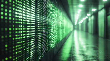 Wall Mural - a green matrix with a modern blurred effect, symbolizing chaos, uncertainty, and potential. the empt