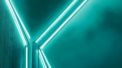 Wall Mural - teal neon lines, modern interior