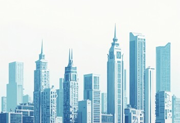 Poster - Cityscape with Skyscrapers and Tall Buildings