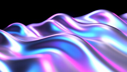 Sticker - Iridescent liquid metal waves, abstract background